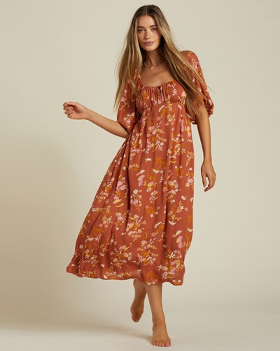 Billabong True Romance Midi Dress Sweet Chocolate | LDKSM9180