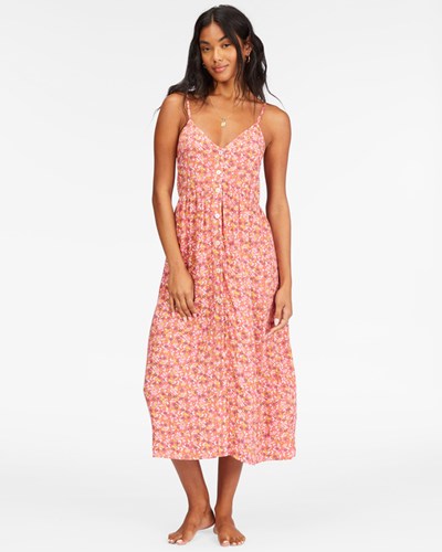 Billabong Venice Babe Midi Slip Dress Vintage Coral | BEGQP0951