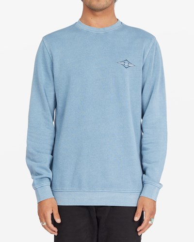 Billabong Wave Washed Theme Arch Crewneck Pullover Smoke Blue | CJQKX8230