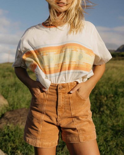 Billabong Wrangler According To High-Waisted Corduroy Shorts Saddle Up | CDLFN7263