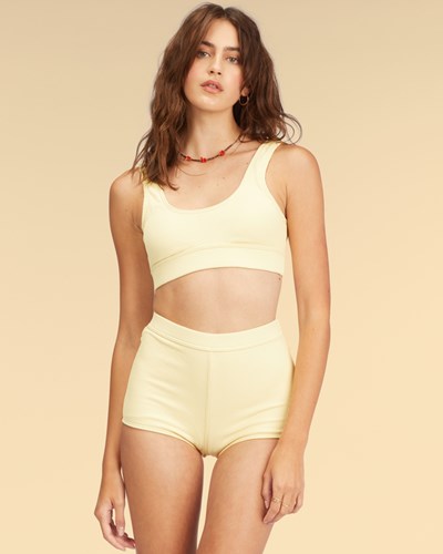 Billabong Wrangler Face The Sun Banded Tank Bikini Top Retro Yellow | PZHAW6315