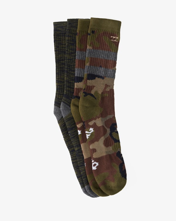 Billabong 2-Pack Camo Crew Socks Green | RCUHT2903