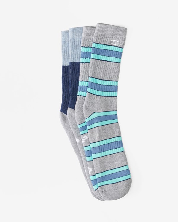 Billabong 2-Pack Stripe Crew Socks Light Grey Heather | UHLKQ3904