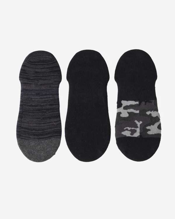 Billabong 3-Pack Camo No-Show Socks Black | CFNZU3541