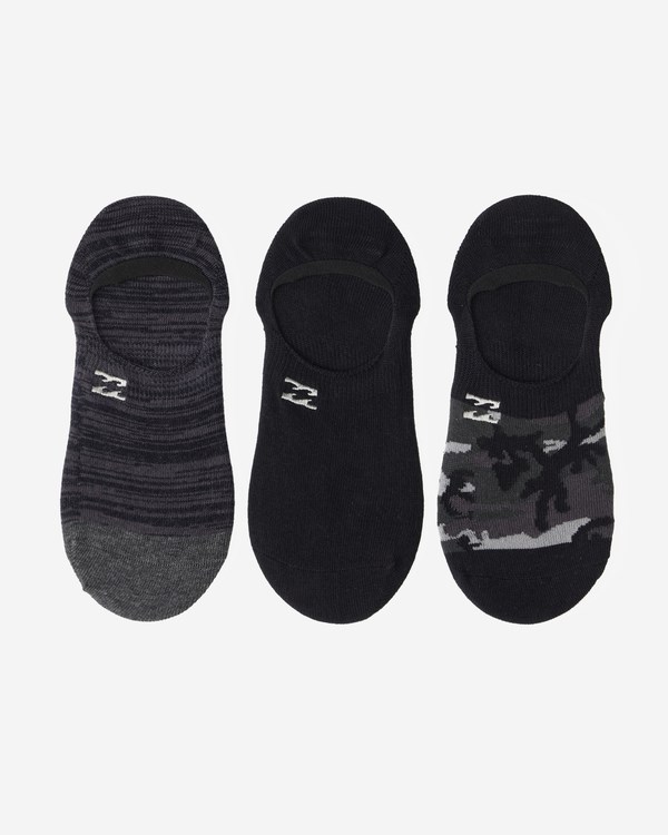 Billabong 3-Pack Camo No-Show Socks Black | CFNZU3541