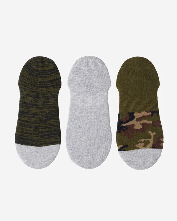 Billabong 3-Pack Camo No-Show Socks Green | TMLGS5081