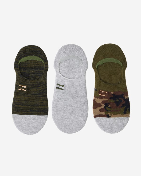 Billabong 3-Pack Camo No-Show Socks Green | TMLGS5081