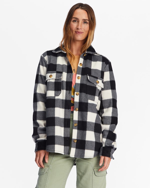 Billabong A/Div Forge Fleece Flannel Shacket White/Black | CNPED1852