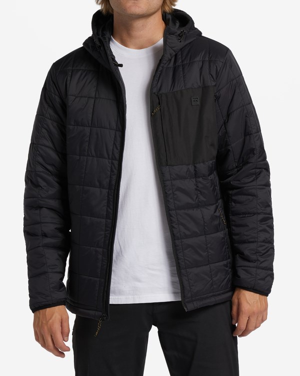 Billabong A/Div Journey Hooded Zip-Up Puffer Jacket Black | IJYSG5297