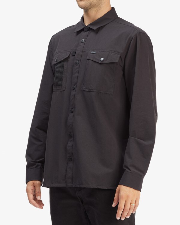 Billabong A/Div Otis Surftrek UPF 50+ Long Sleeve Shirt Black | MZQSV6947