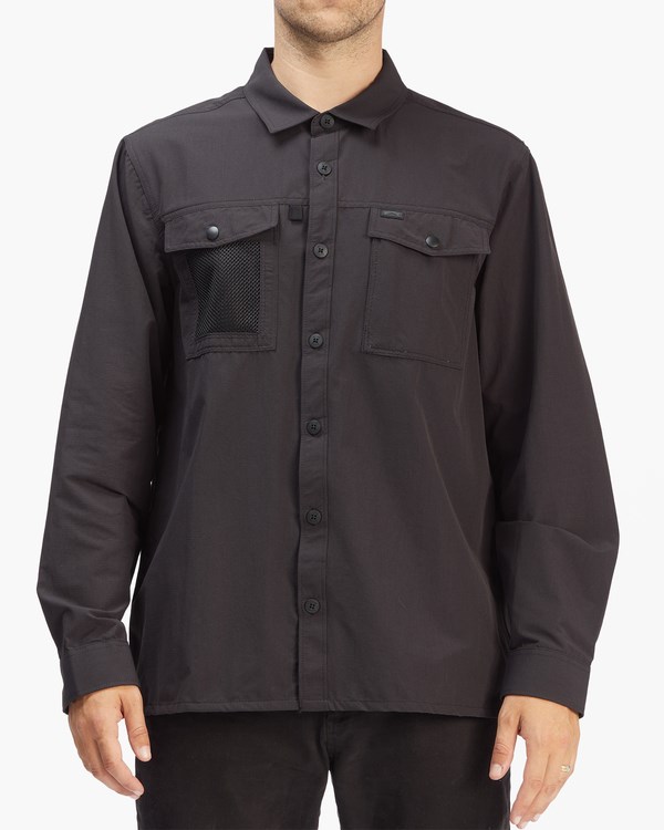 Billabong A/Div Otis Surftrek UPF 50+ Long Sleeve Shirt Black | MZQSV6947