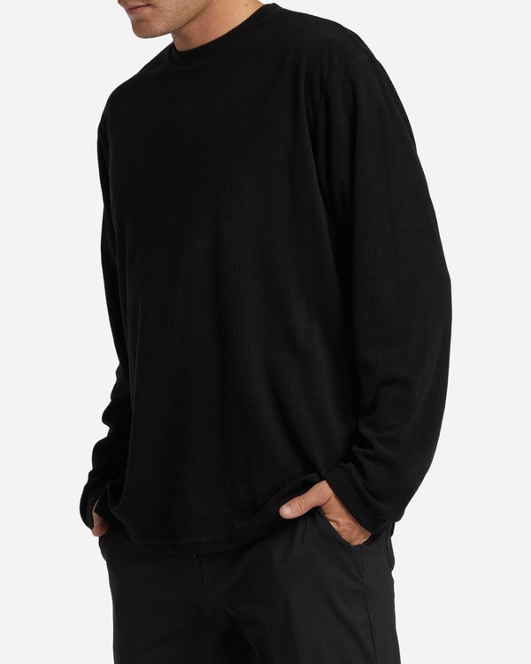 Billabong A/Div Waffle Long Sleeve Thermal Washed Black | LYIUN5206