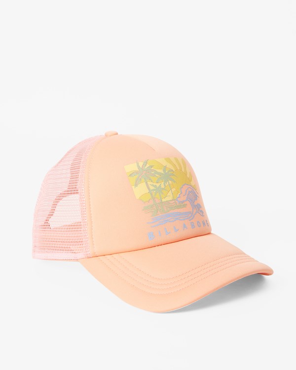 Billabong Across Waves Trucker Hat Peach Pit | AYXCS5612