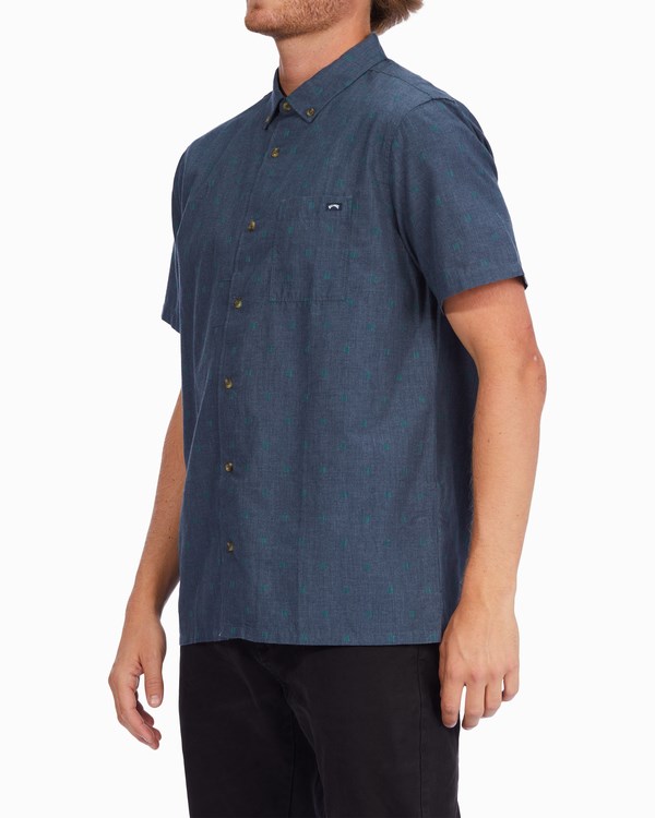 Billabong All Day Jacquard Organic Short Sleeve Shirt Navy Heather | SHVXU6183