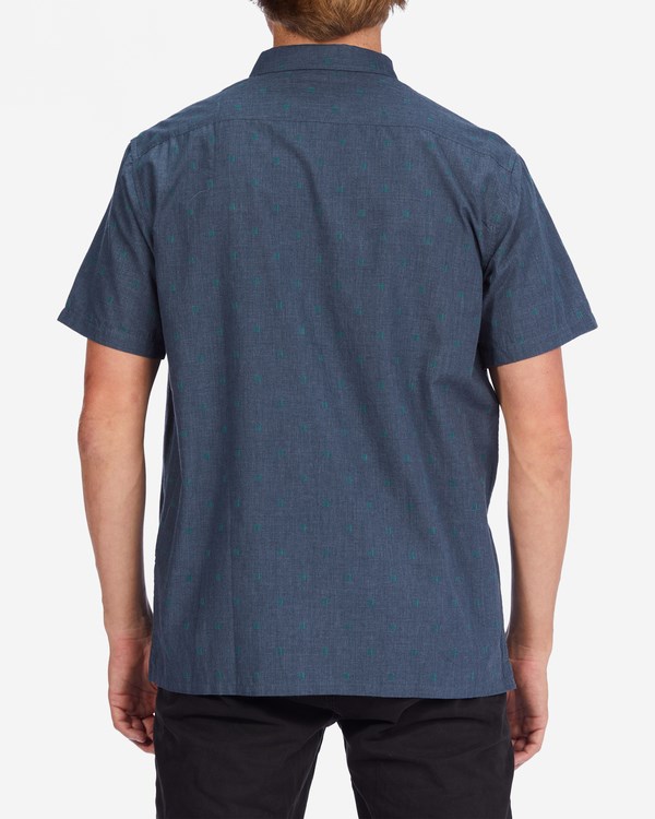 Billabong All Day Jacquard Organic Short Sleeve Shirt Navy Heather | SHVXU6183