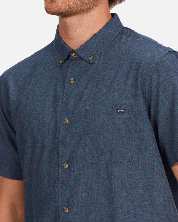 Billabong All Day Jacquard Organic Short Sleeve Shirt Navy Heather | SHVXU6183