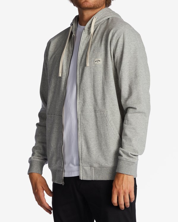 Billabong All Day Organic Zip-Up Hoodie Grey Heather | JHVED3574