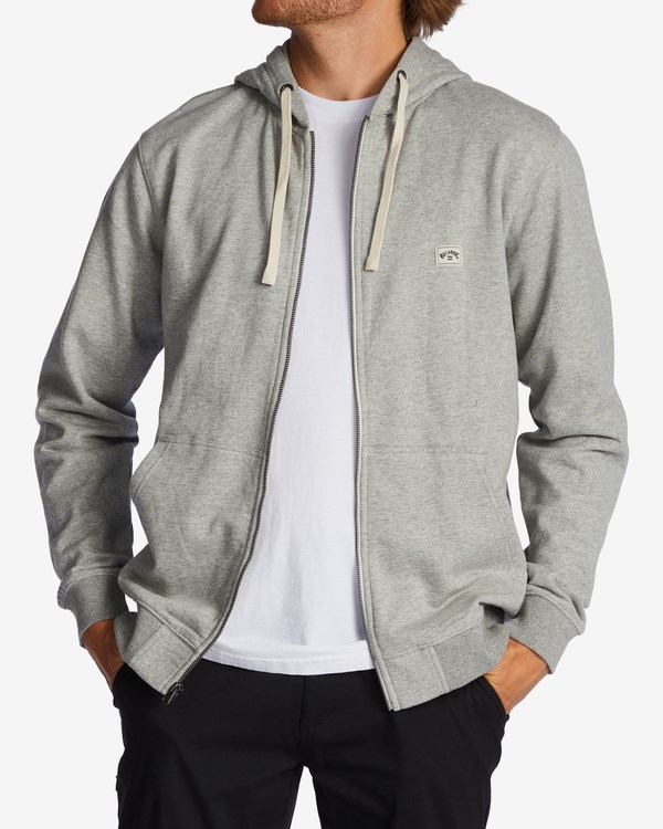 Billabong All Day Organic Zip-Up Hoodie Grey Heather | JHVED3574