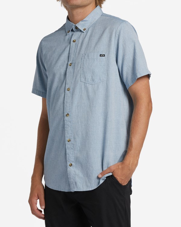 Billabong All Day Short Sleeve Shirt Powder Blue | LBQXU8063