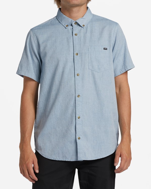 Billabong All Day Short Sleeve Shirt Powder Blue | LBQXU8063