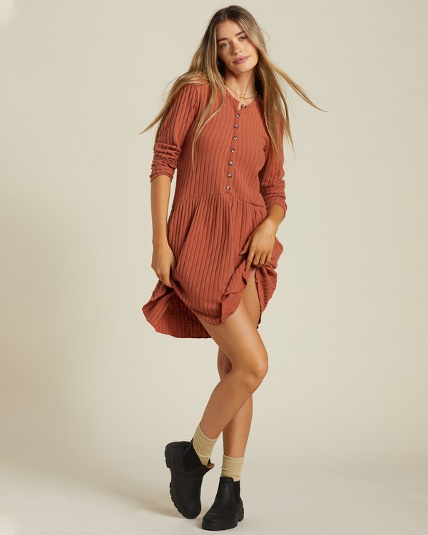 Billabong Always Lounging Dress Sweet Chocolate | OXLEH8509