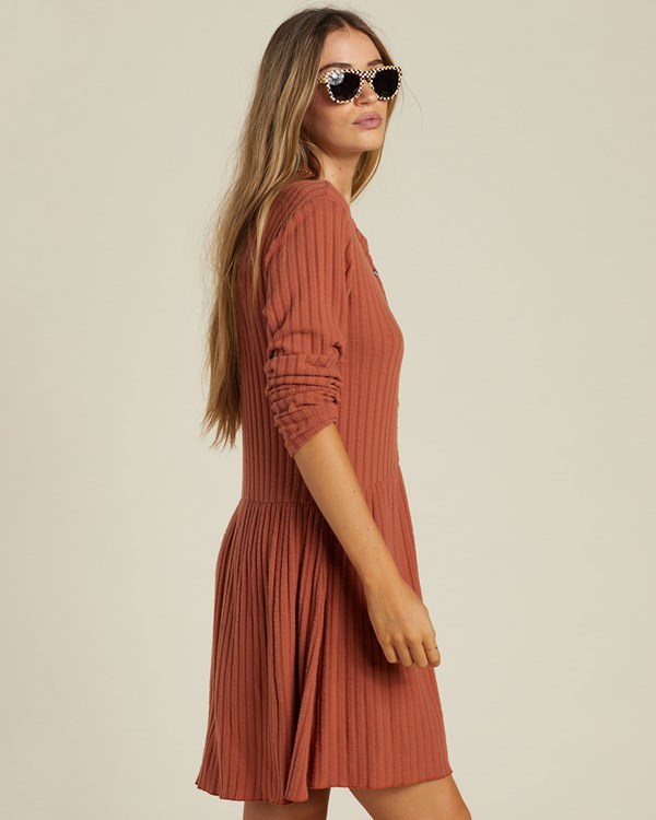 Billabong Always Lounging Dress Sweet Chocolate | ZJBCE1849