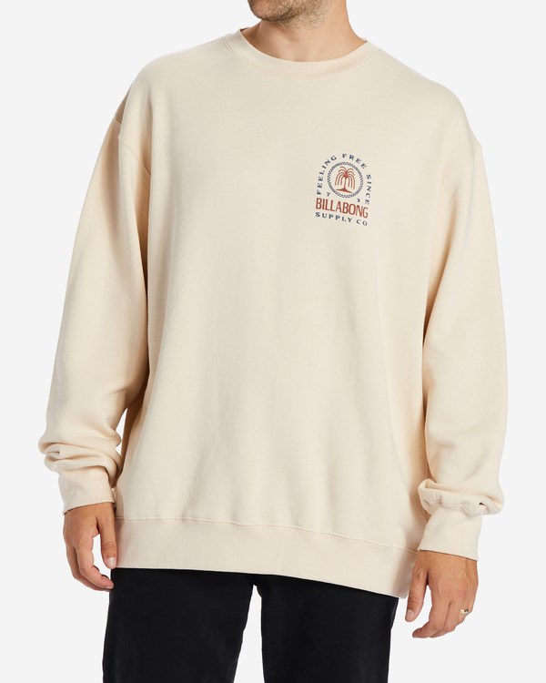 Billabong Arch Palm Crewneck Sweatshirt Light Khaki | JNPUE4631