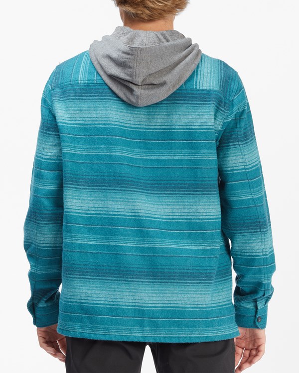 Billabong Baja Cali Hooded Flannel Shirt Deep Teal | NQPVZ2405