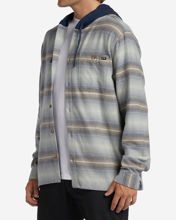 Billabong Baja Hooded Flannel Shirt Blue Haze | AKDLI6823