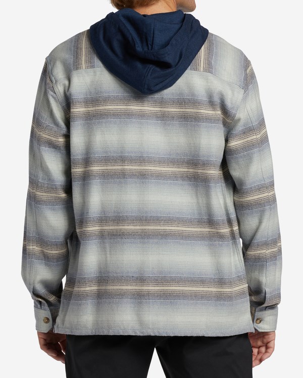 Billabong Baja Hooded Flannel Shirt Blue Haze | AKDLI6823