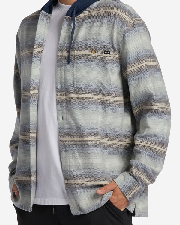 Billabong Baja Hooded Flannel Shirt Blue Haze | AKDLI6823