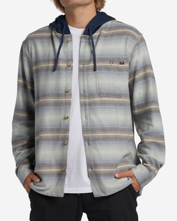 Billabong Baja Hooded Flannel Shirt Blue Haze | AKDLI6823