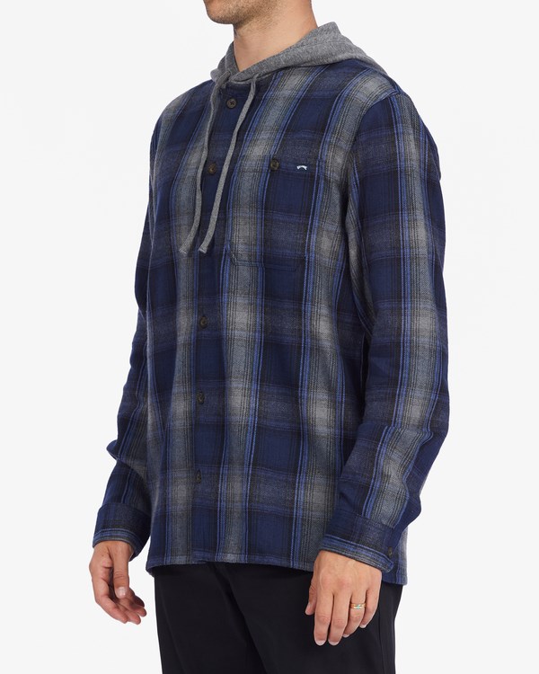 Billabong Baja Hooded Flannel Shirt Dark Blue | UQRMH0412