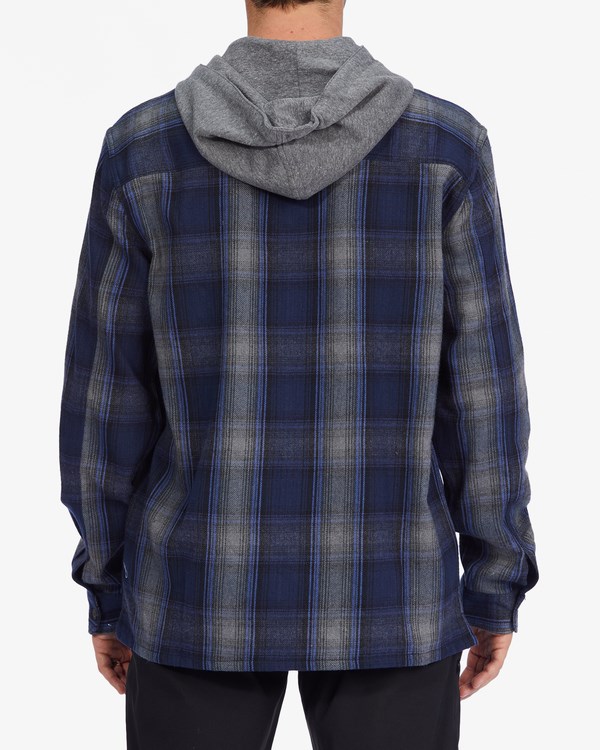 Billabong Baja Hooded Flannel Shirt Dark Blue | UQRMH0412