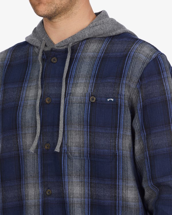 Billabong Baja Hooded Flannel Shirt Dark Blue | UQRMH0412