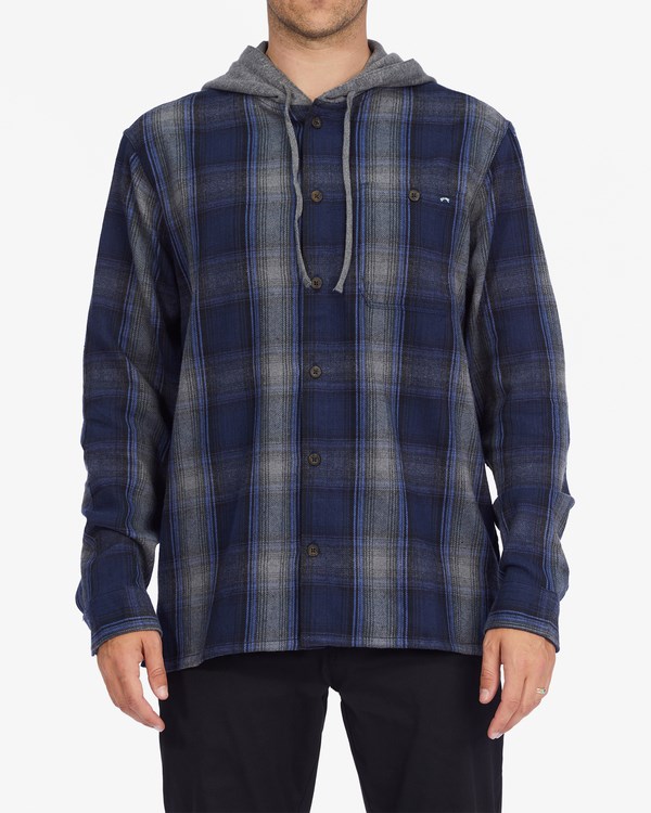 Billabong Baja Hooded Flannel Shirt Dark Blue | UQRMH0412