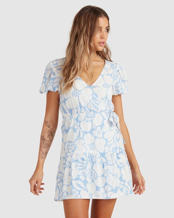 Billabong Beyond Blue Wrap Dress Sweet Blue | KIQMD0513