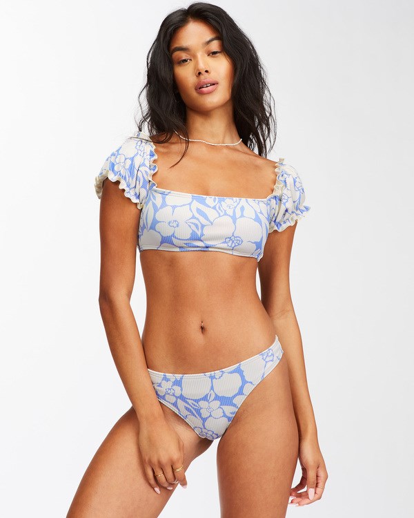 Billabong Beyond The Blue Puff Sleeve Crop Bikini Top Salt Crystal | REWYS4869