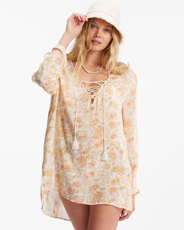 Billabong Blue Skies Gauze Beach Cover-Up White/Multi | FTYBI1758