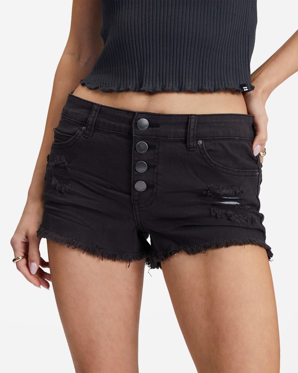 Billabong Buttoned Up Denim Shorts Off Black | PISUE5319