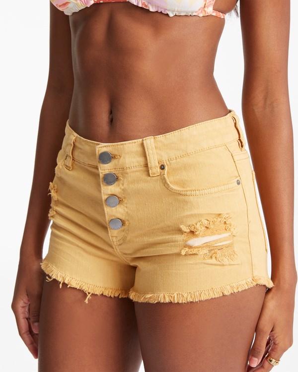 Billabong Buttoned Up Denim Shorts Sunset Gold | WCYFT2718