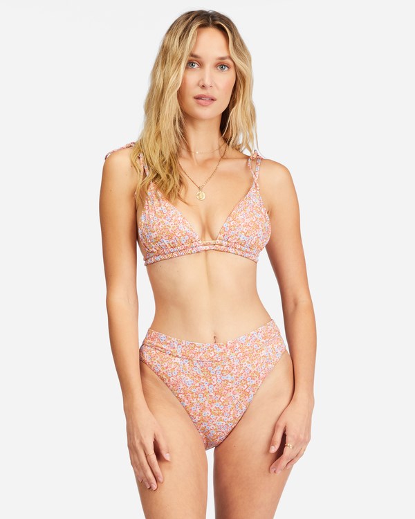 Billabong Chase The Sun Double Ruched Triangle Bikini Top Multi | VADQK3165