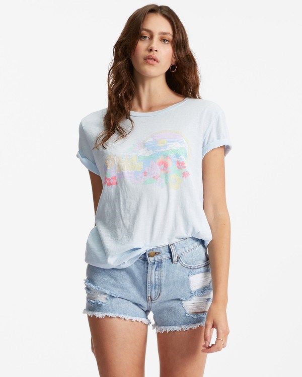 Billabong Coastal Dreamer Boyfriend T-Shirt Morning Sky | WKUDE3485