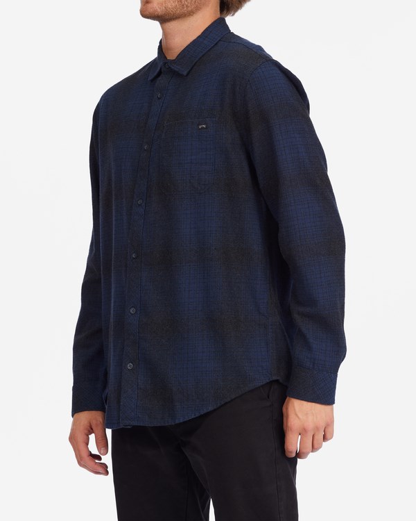 Billabong Coastline Flannel Shirt Dark Blue | APCNU8539