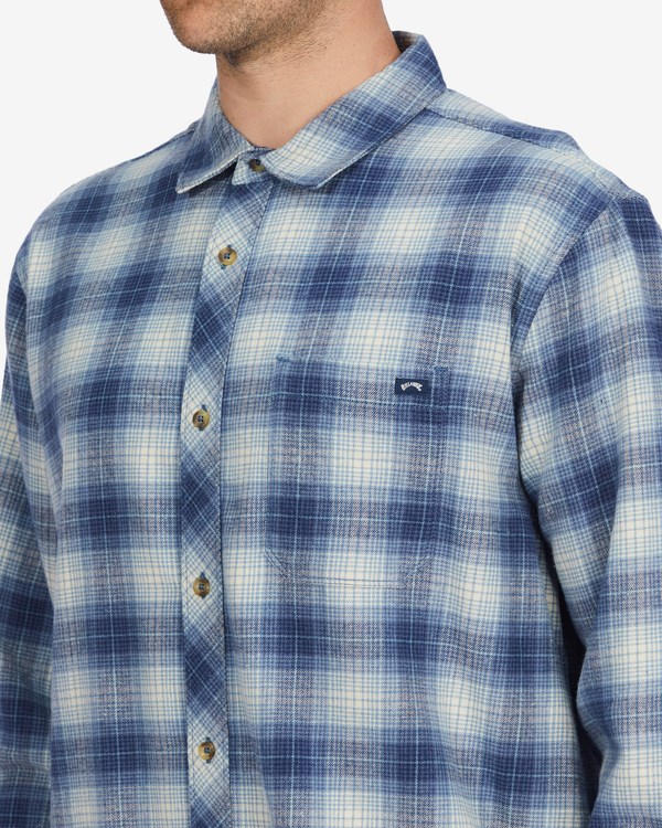 Billabong Coastline Flannel Shirt Dusty Blue | HMVKE1958