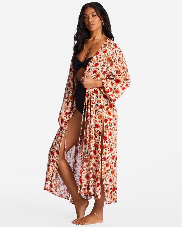 Billabong Cosmic Dreamer Kimono Beach Cover-Up Antique White | WTCEF7280