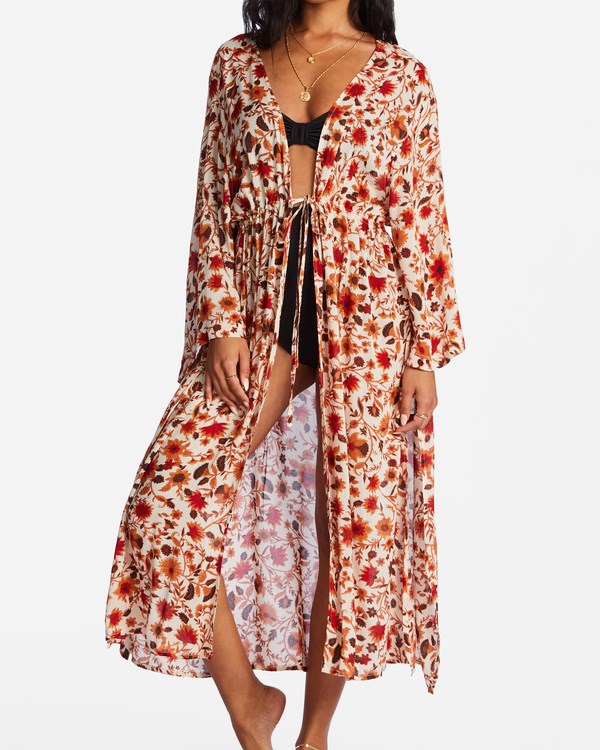 Billabong Cosmic Dreamer Kimono Beach Cover-Up Antique White | WTCEF7280