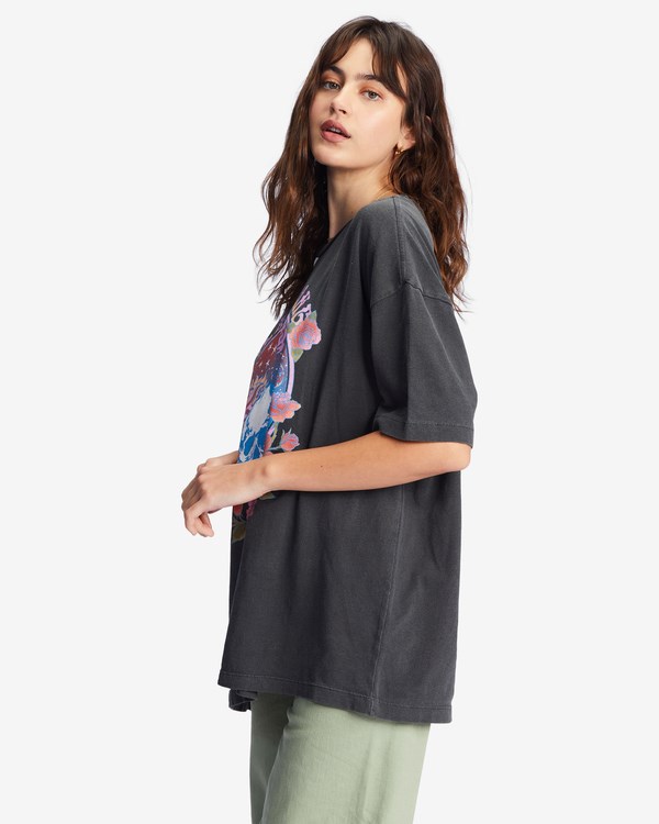 Billabong Cosmic Garden Oversized Graphic Boyfriend T-Shirt Off Black | PKQCG9687