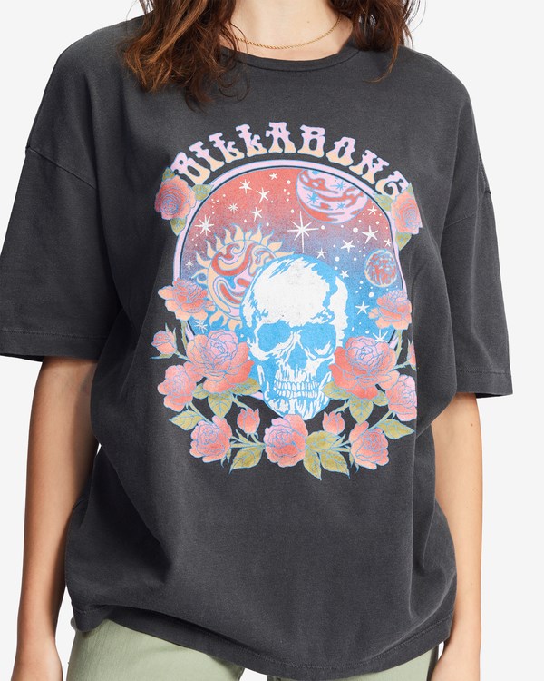 Billabong Cosmic Garden Oversized Graphic Boyfriend T-Shirt Off Black | PKQCG9687