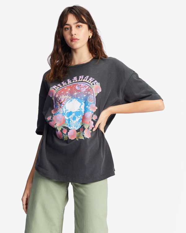 Billabong Cosmic Garden Oversized Graphic Boyfriend T-Shirt Off Black | PKQCG9687